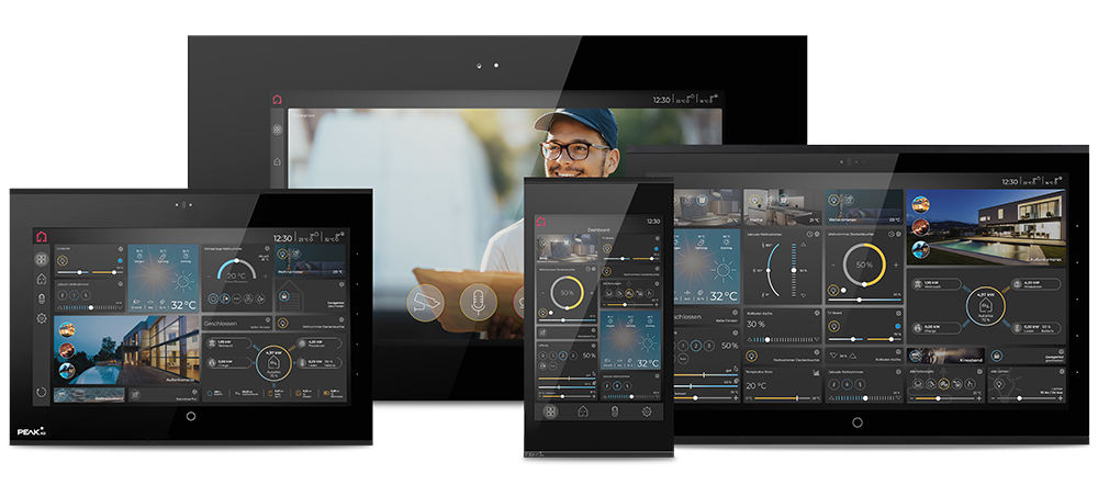 PEAKnx Touchpanelfamilie mit Controlmicro, Control 12, Control 16 und Controlpro