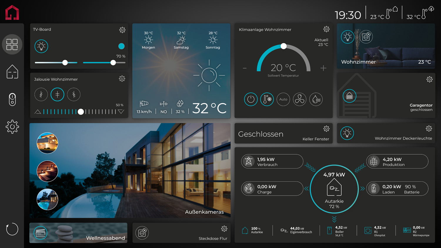 Villa – Dark Mode mit Akzentfarbe